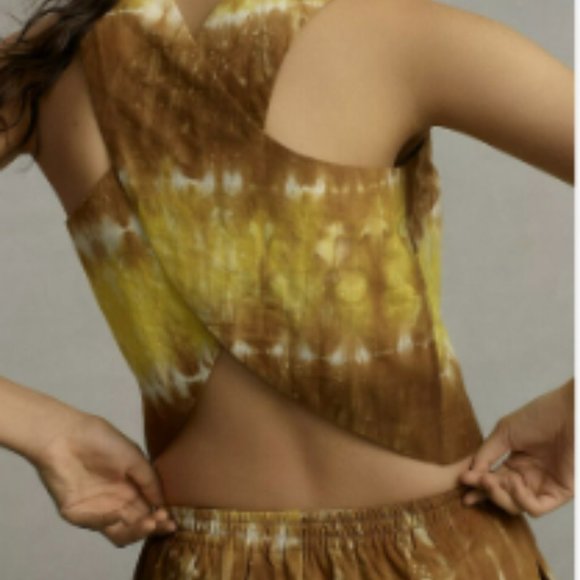 WHIT TWO Anthropologie Striped Tie-Dye High Rise Wide Leg Pant and Top M - Picture 2 of 4